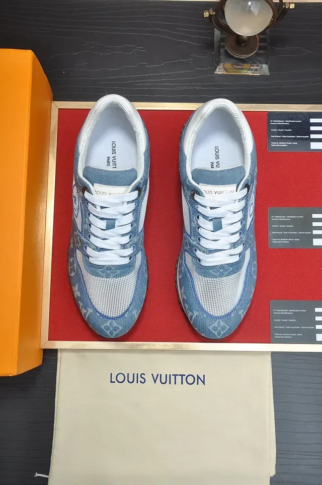 Louis Vuitton Tênis Lifestyle Monogram Denim Azul Branco Com Painel De Malha 2