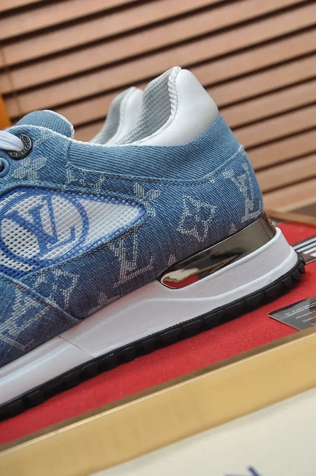 Louis Vuitton Tênis Lifestyle Monogram Denim Azul Branco Com Painel De Malha 9