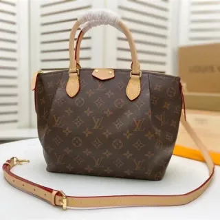 Louis Vuitton Brown Beige Monogram Canvas Structured Silhouette Boston Bag