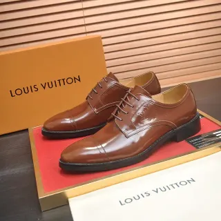 Louis Vuitton Brown Black Cap-Toe Polished Leather Oxford Shoes