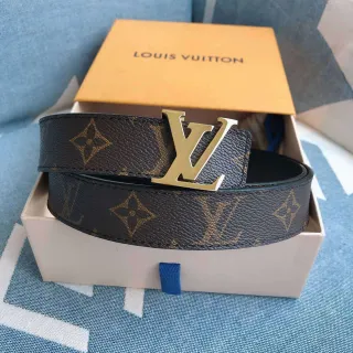 Louis Vuitton 棕金 Monogram Canvas LV Buckle 皮带