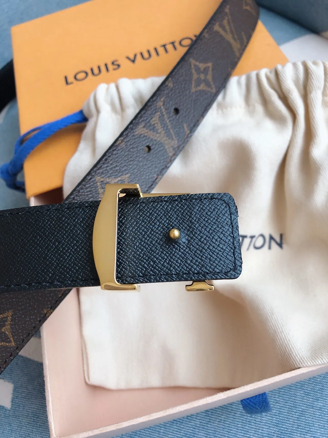 Louis Vuitton 棕金 Monogram Canvas LV Buckle 皮带 2