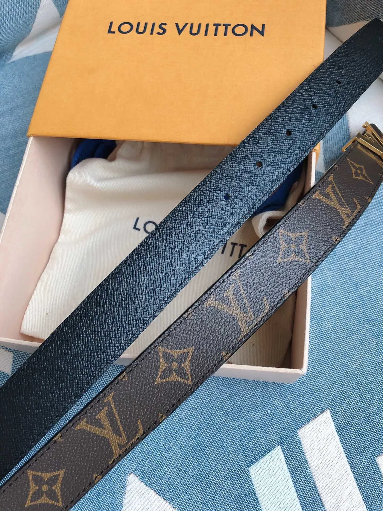 Louis Vuitton 棕金 Monogram Canvas LV Buckle 皮带 3