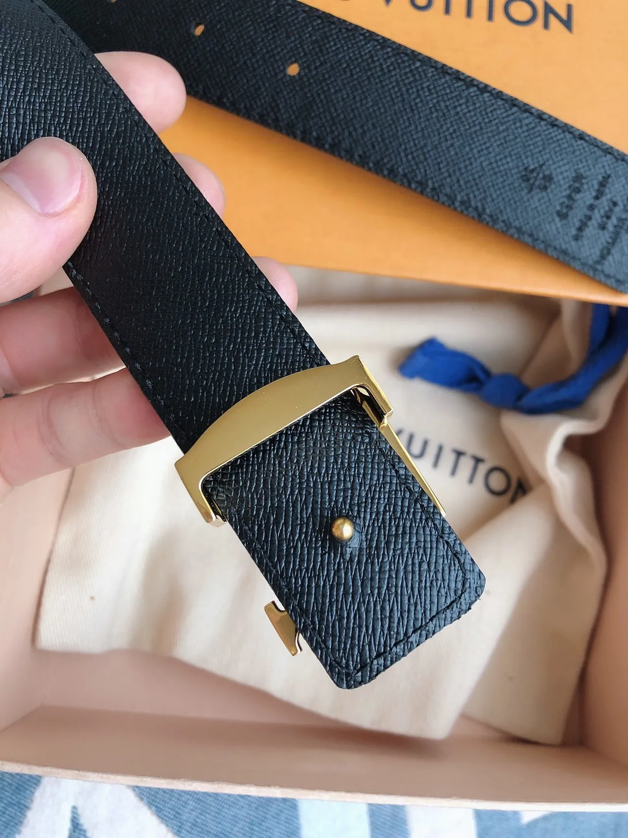 Louis Vuitton 棕金 Monogram Canvas LV Buckle 皮带 5