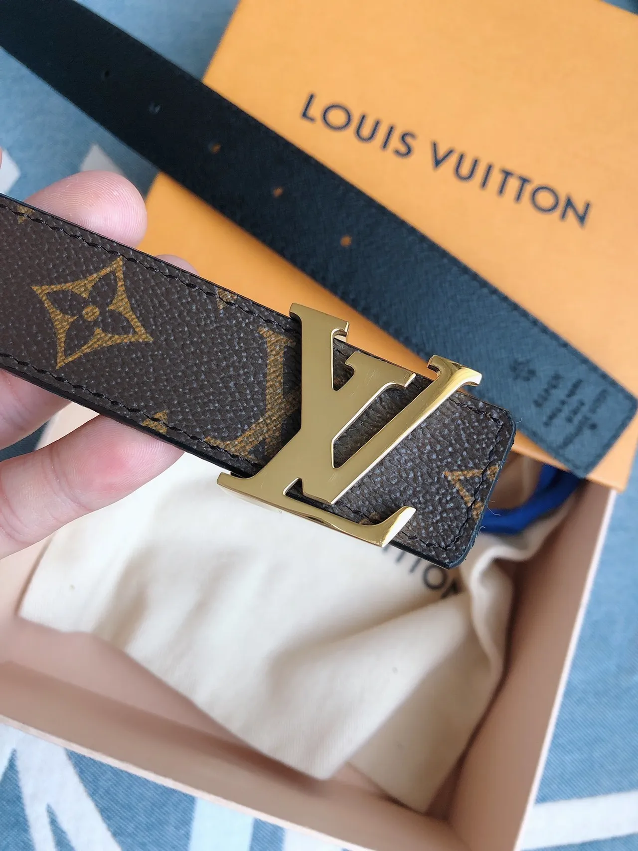 Louis Vuitton 棕金 Monogram Canvas LV Buckle 皮带 6