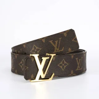 Louis Vuitton Brown Gold Monogram Canvas LV Buckle Leather Belt