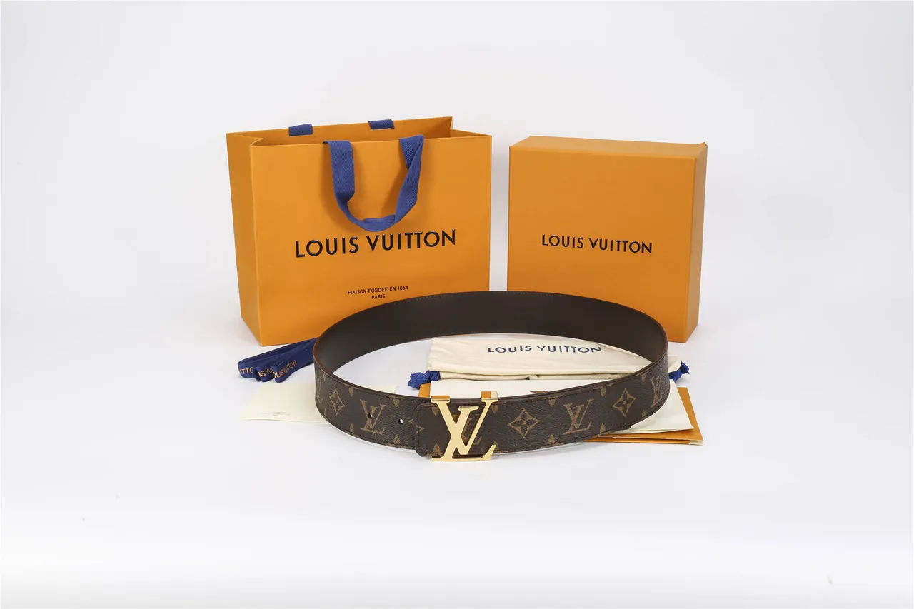 Louis Vuitton Marron Doré Monogramme Toile LV Boucle Cuir Courroie 2