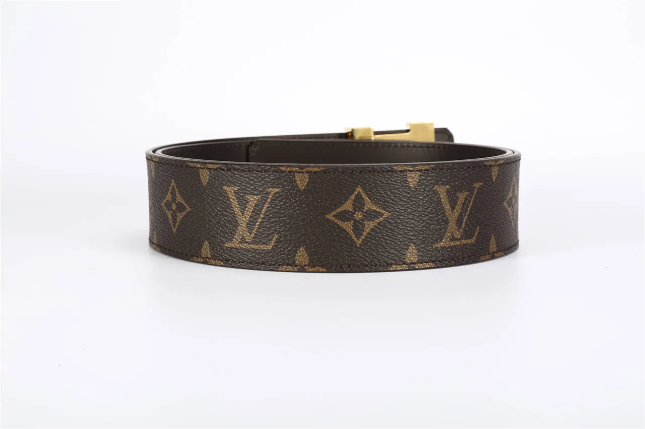 Louis Vuitton Marron Doré Monogramme Toile LV Boucle Cuir Courroie 4