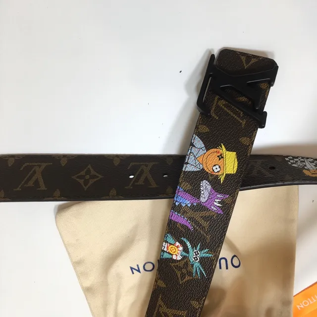 Louis Vuitton Brown Multicolor Monogram Canvas Reversible Leather Belt 5