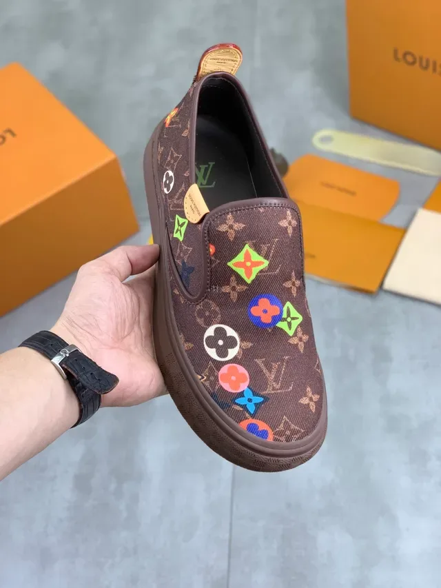 Louis Vuitton Brown Multicolor Monogram Colorful Floral Print Canvas Shoes 1