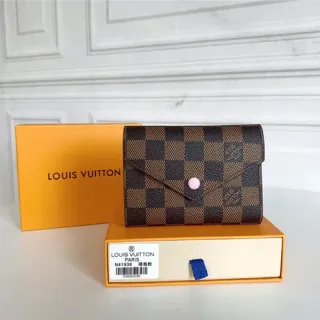 Louis Vuitton Brown Pink Damier Ebène Canvas Envelope Flap Short Wallet