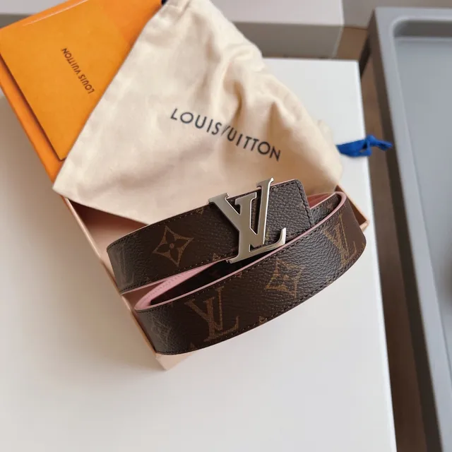 Louis Vuitton Brown Pink Monogram Canvas Pebbled Leather Belt 3