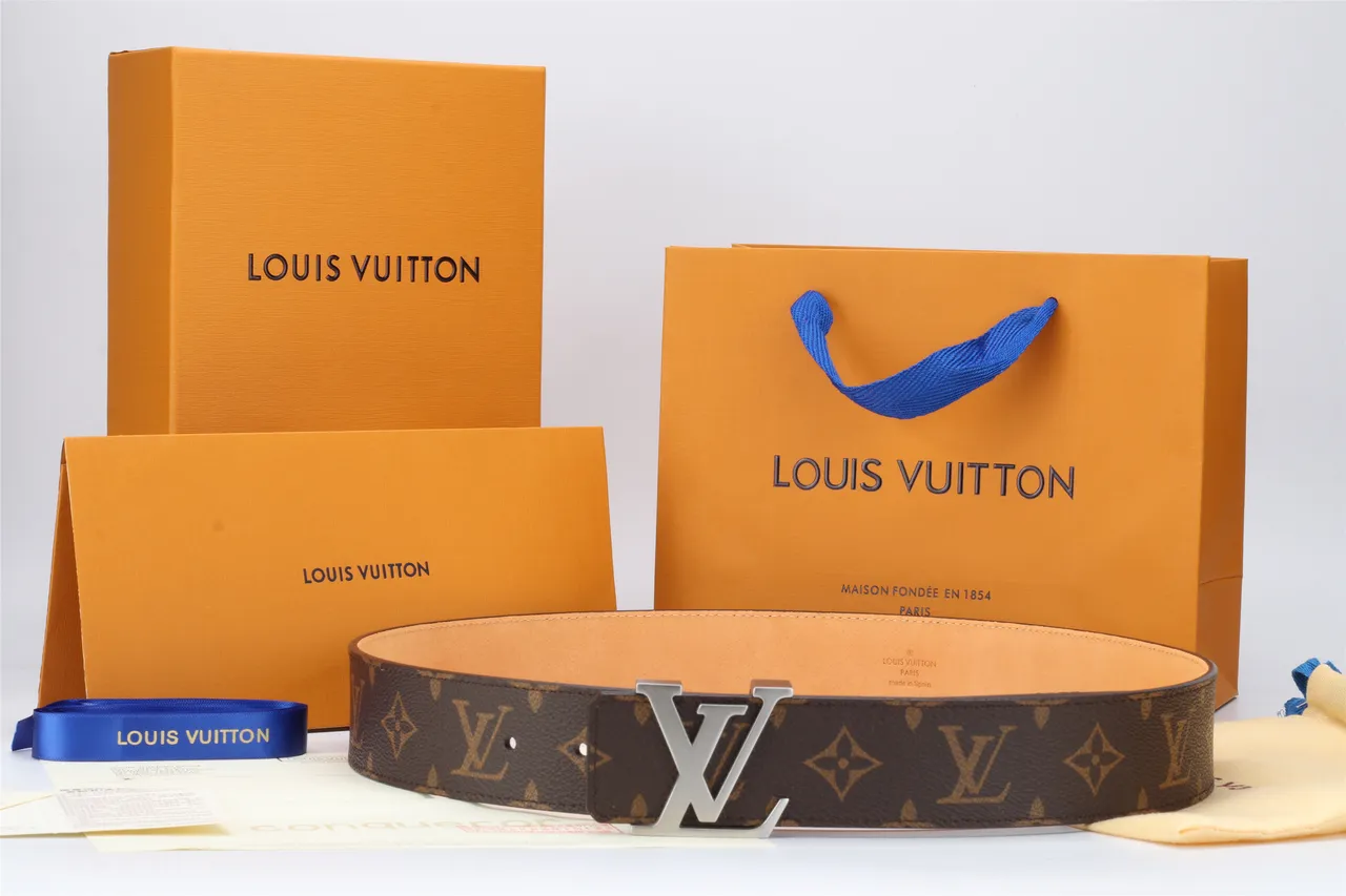 Louis Vuitton Brown Silver Monogram-Coated Canvas Interlocking LV Buckle Leather Belt 3
