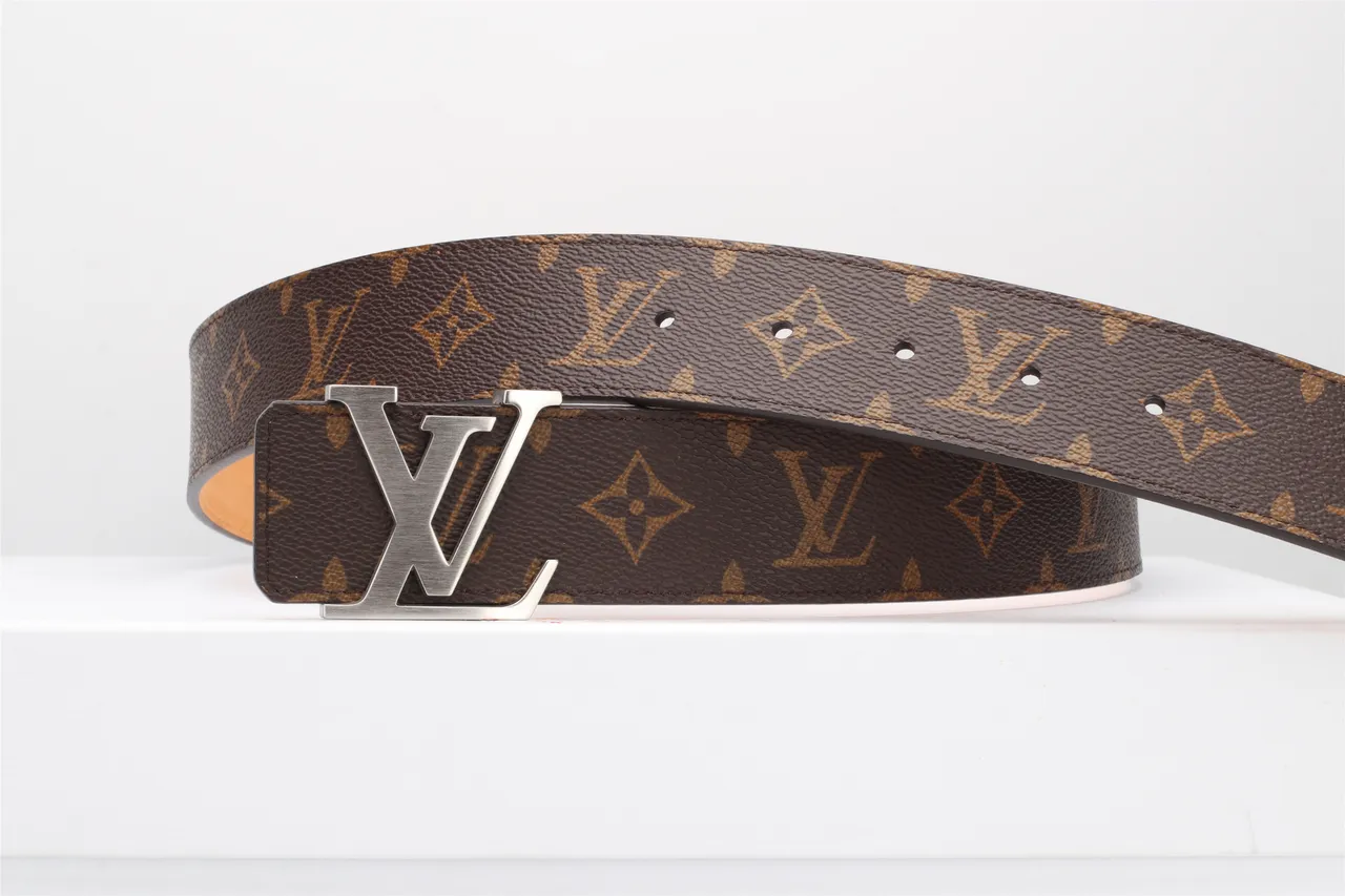 Louis Vuitton Brown Silver Monogram-Coated Canvas Interlocking LV Buckle Leather Belt 7