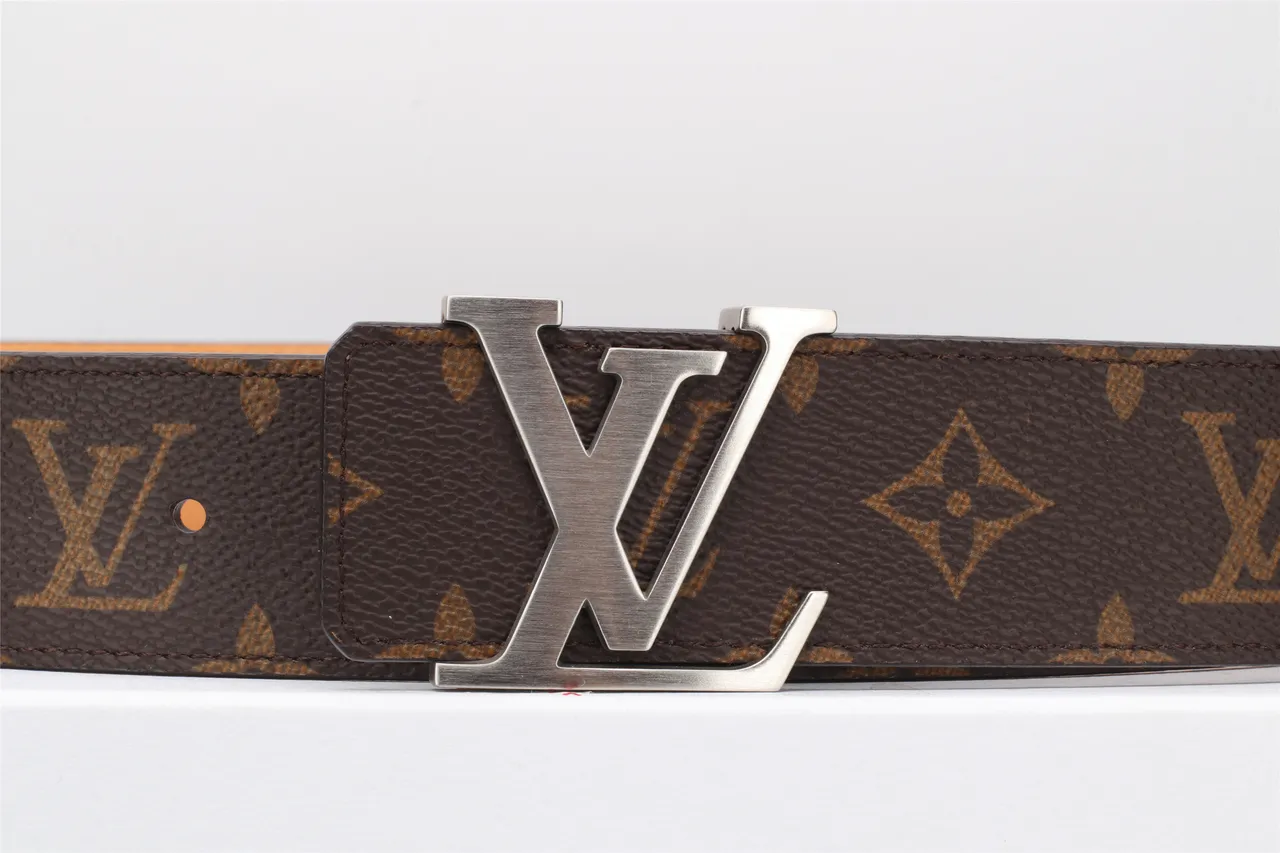 Louis Vuitton Brown Silver Monogram-Coated Canvas Interlocking LV Buckle Leather Belt 8