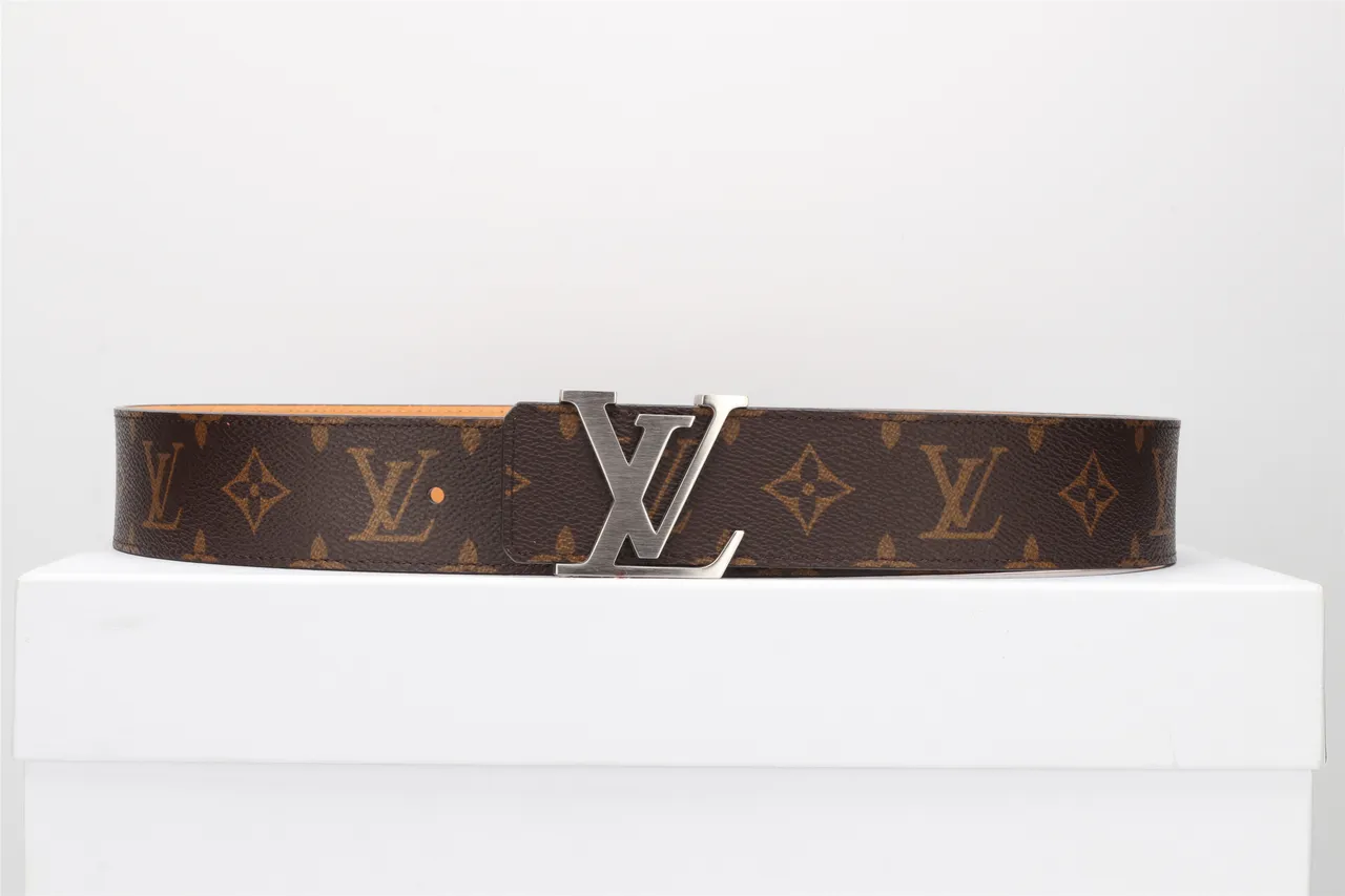 Louis Vuitton Brown Silver Monogram-Coated Canvas Interlocking LV Buckle Leather Belt 10
