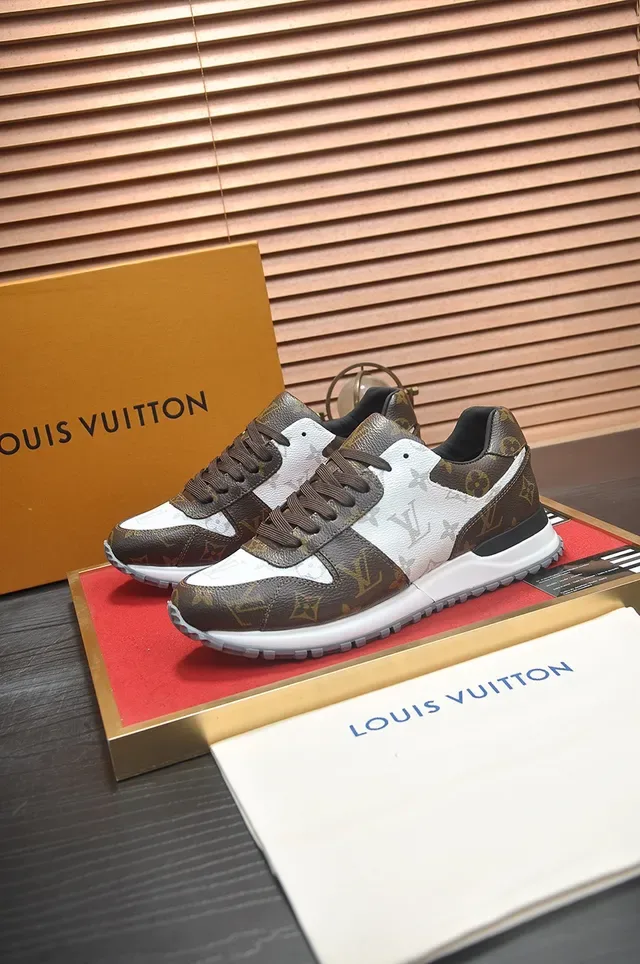 Louis Vuitton Brown White Monogram Canvas Leather Paneling Lifestyle Sneakers 4