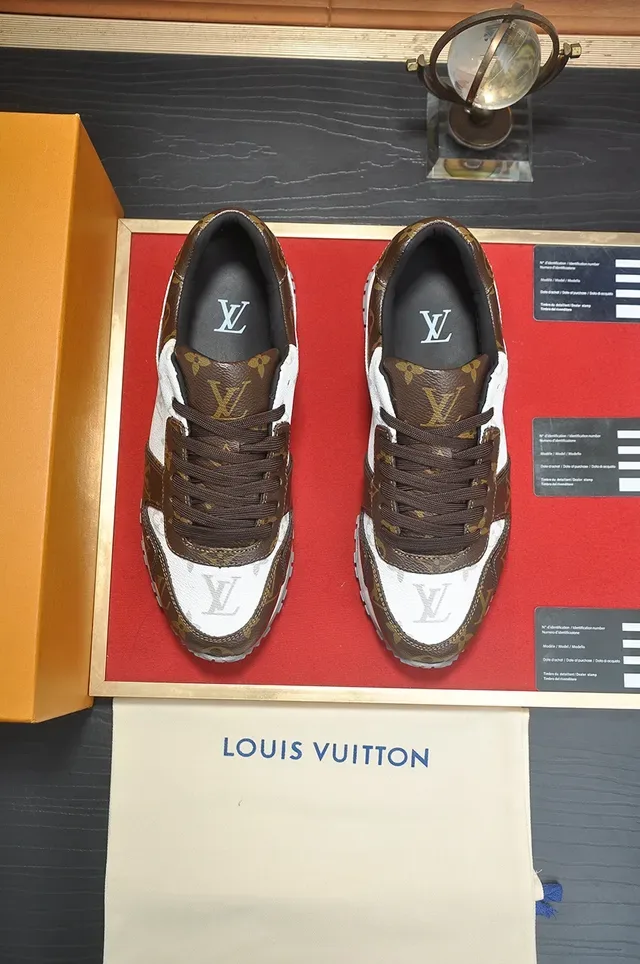 Louis Vuitton Brown White Monogram Canvas Leather Paneling Lifestyle Sneakers 5