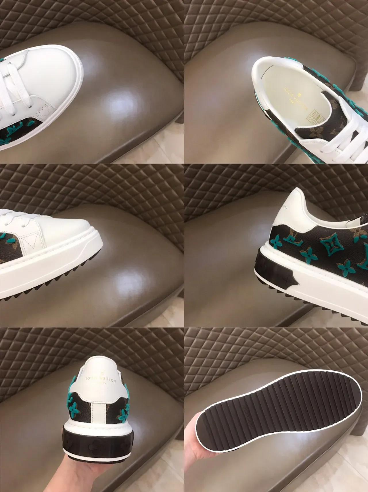 Louis Vuitton Brown White Monogram Canvas Upper Leather Accents Lifestyle Sneakers 2