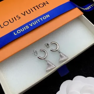 Louis Vuitton C-Hoop Pavé Triangle Drop Earrings