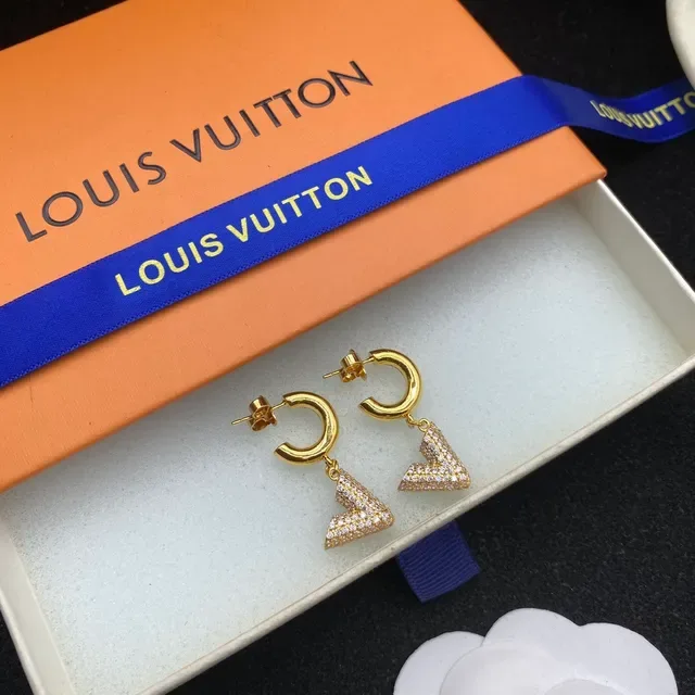 Louis Vuitton C-Hoop Pavé Triangle Drop Earrings 3