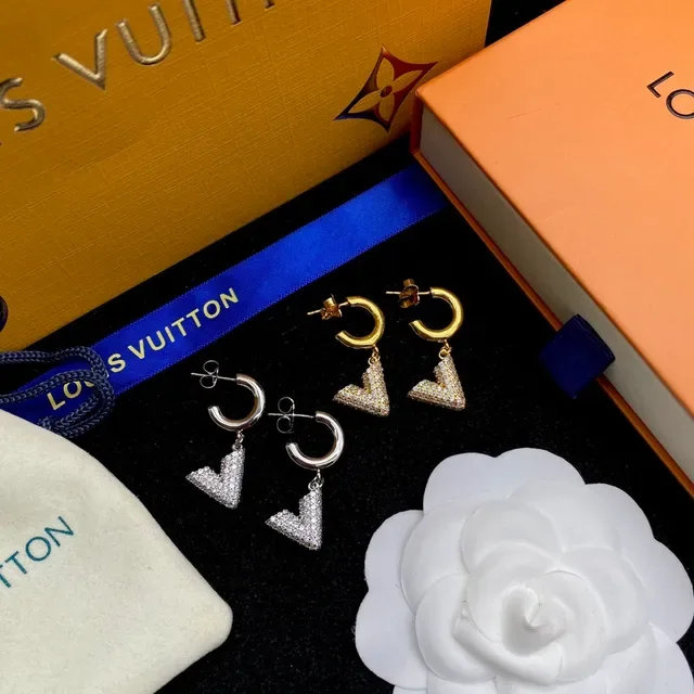 Louis Vuitton C-Hoop Pavé Triangle Drop Earrings 5