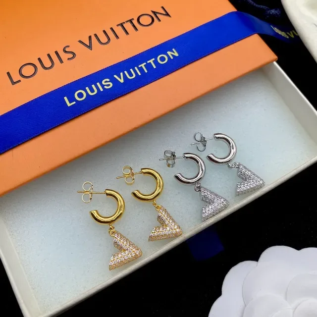 Louis Vuitton C-Hoop Pavé Triangle Drop Earrings 6