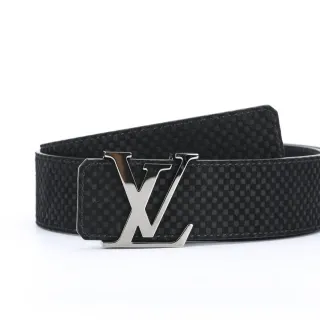 Louis Vuitton Carbon Fiber Texture LV Monogram Buckle Leather Belt