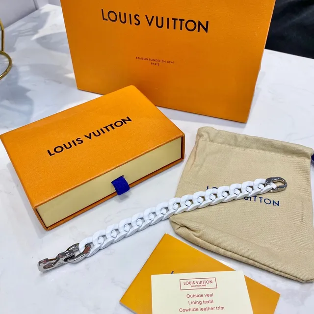 Louis Vuitton Chain Link Enamel White and Blue Bracelet 4