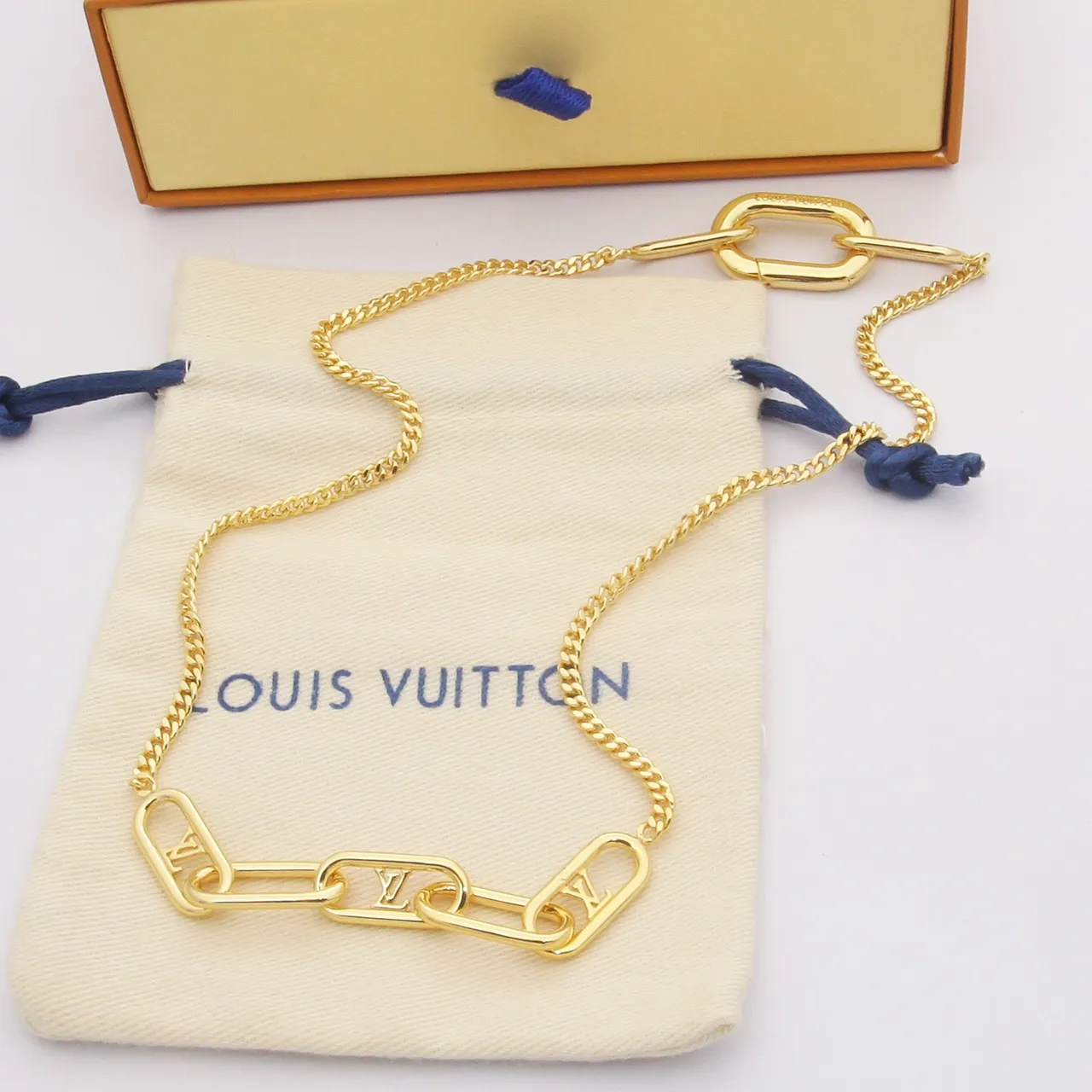 Louis Vuitton Chain Link Necklace Gold Rose Gold Silver Necklaces 5
