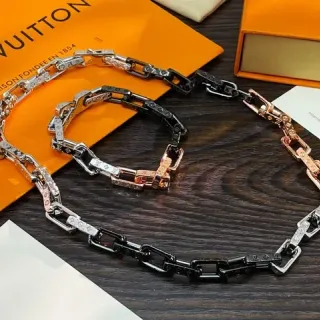 Louis Vuitton Chain Reaction Multicolor Rectangular Link Engraved Monogram Necklace