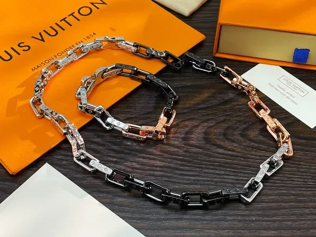 Louis Vuitton Chain Reaction Multicolor Rectangular Link Engraved Monogram Necklace 1