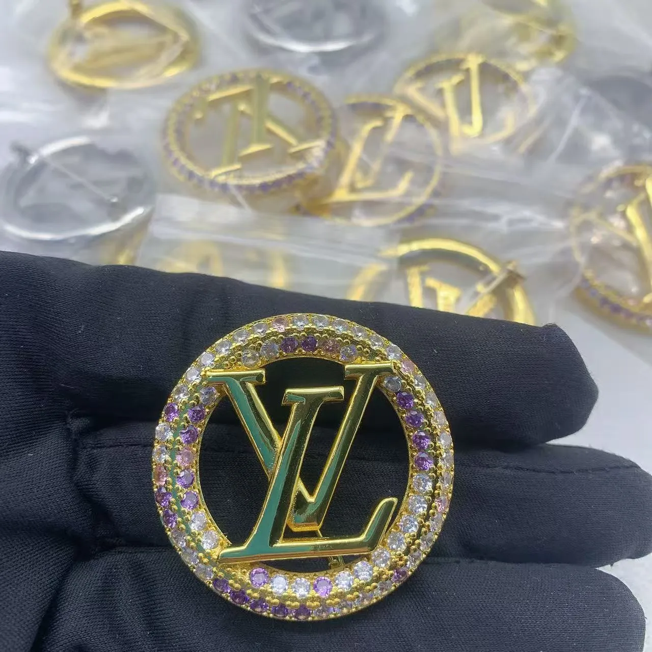 Louis Vuitton Circular Pavé LV Monogram Brooch 2