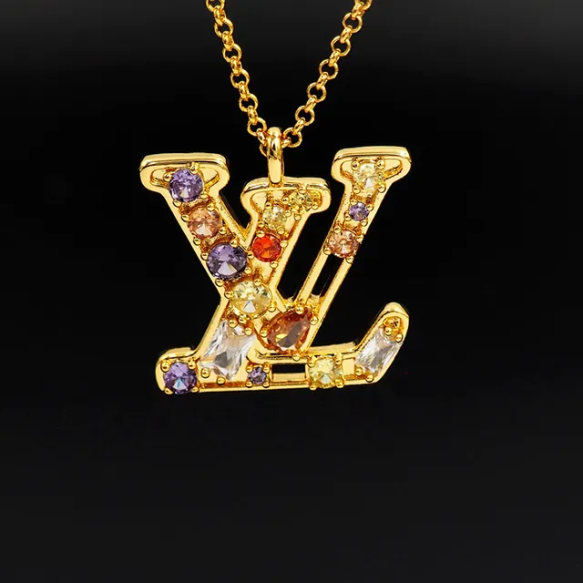 Louis Vuitton Crystal-Embellished LV Monogram Gold Tone Necklace 5