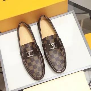 Louis Vuitton Damier Check বাদামী চামড়ার লোফার
