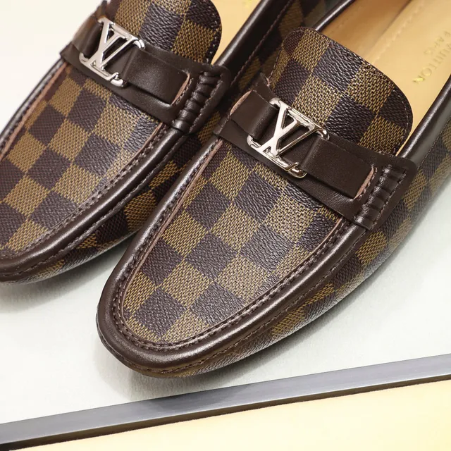 Louis Vuitton Damier Check Brown Leather Loafers 6