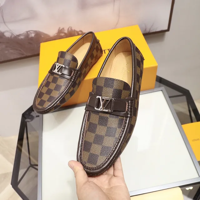 Louis Vuitton Damier Check Brown Leather Loafers 7