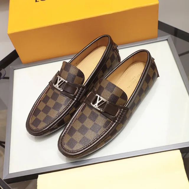 Louis Vuitton Damier Check Brown Leather Loafers 8