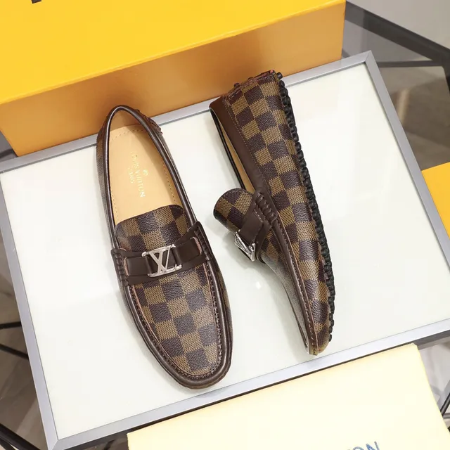 Louis Vuitton Damier Check Brown Leather Loafers 9
