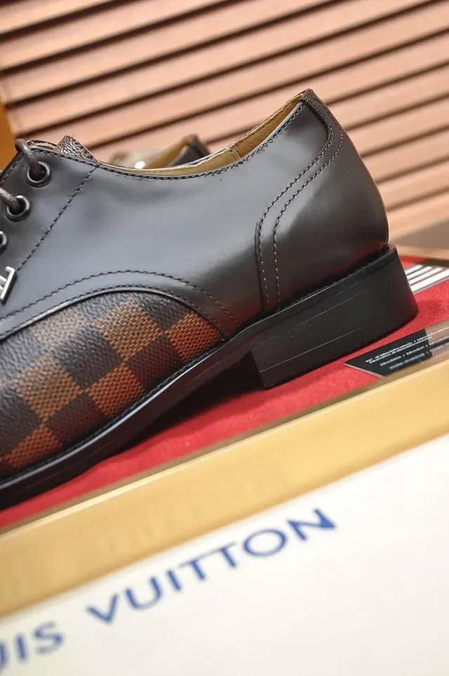 Louis Vuitton Damier Check Chaussures Oxford Cuir Marron 2