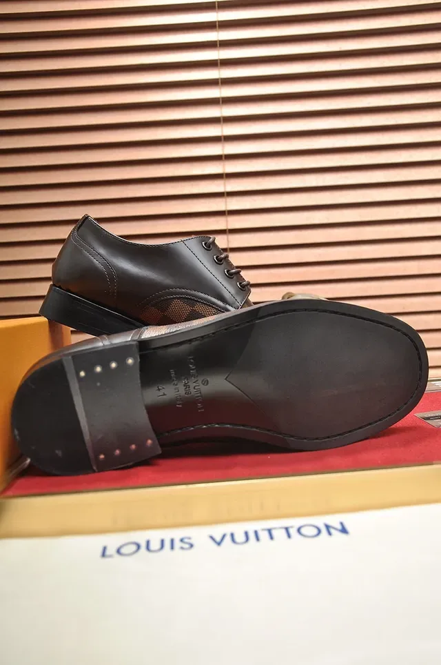 Louis Vuitton Damier Check Chaussures Oxford Cuir Marron 3