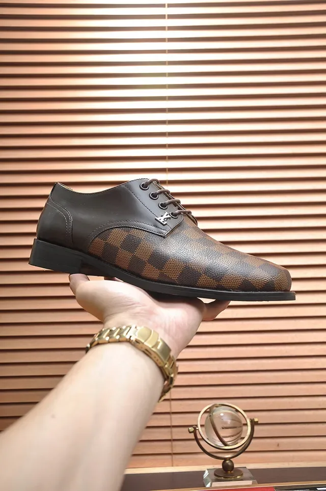 Louis Vuitton Damier Check Chaussures Oxford Cuir Marron 7