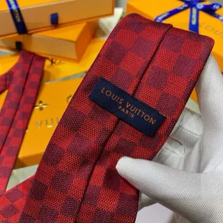 Louis Vuitton Damier Check Red and Burgundy Necktie