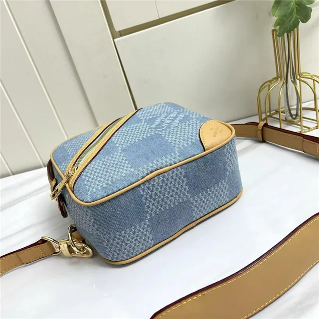 Louis Vuitton Denim Houndstooth Tan Trim Messenger Bag 4
