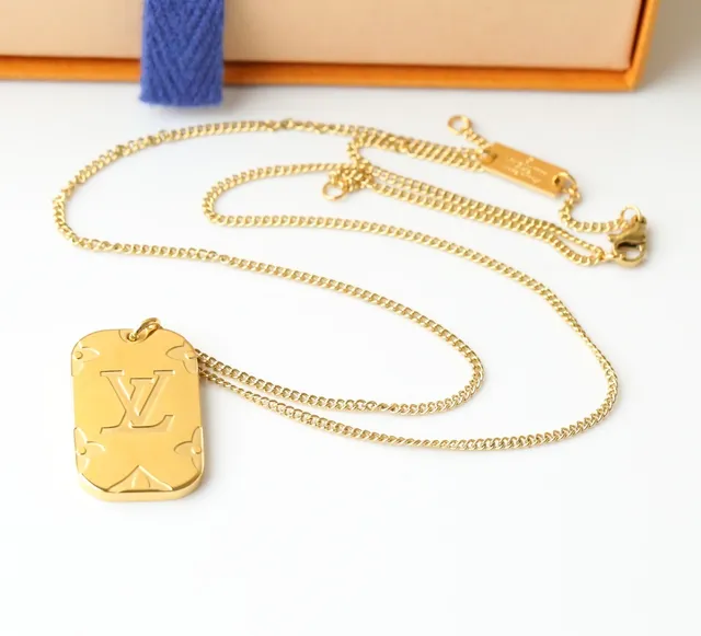 Louis Vuitton Dog Tag Necklace Gold Rose Gold Silver Necklaces 3