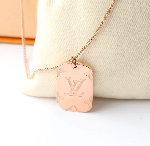 Louis Vuitton Dog Tag Necklace Gold Rose Gold Silver Necklaces 5