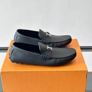 Louis Vuitton Driver Loafer কালো পেবল্ড চামড়া Loafer