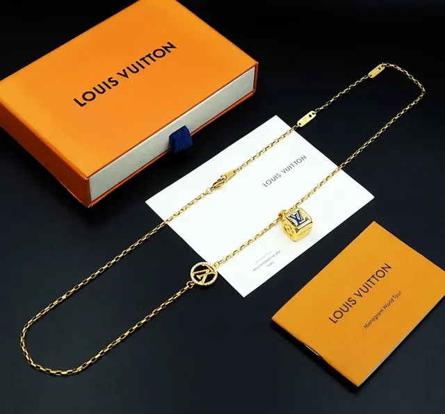 Louis Vuitton Dual Pendant Gold-Tone Chain Necklace 3