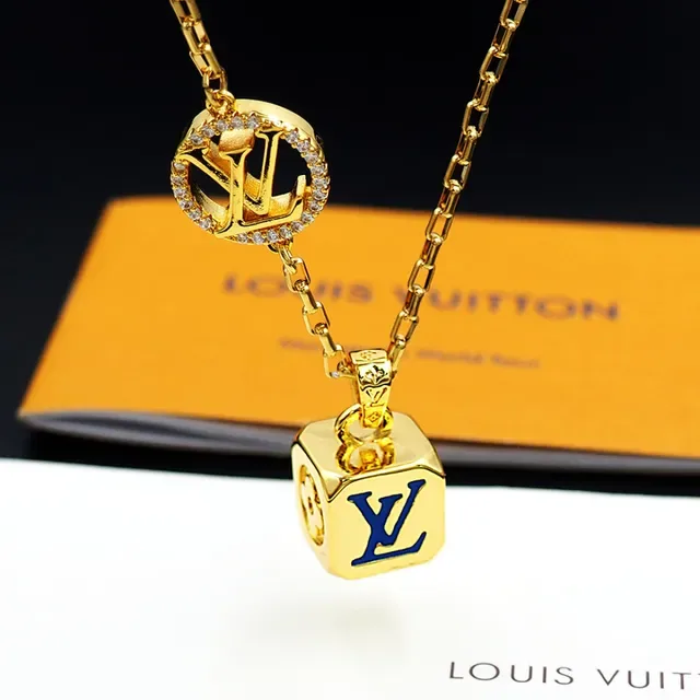 Louis Vuitton Dual Pendant Gold-Tone Chain Necklace 5