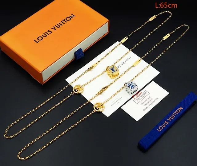 Louis Vuitton Dual Pendant Gold-Tone Chain Necklace 6